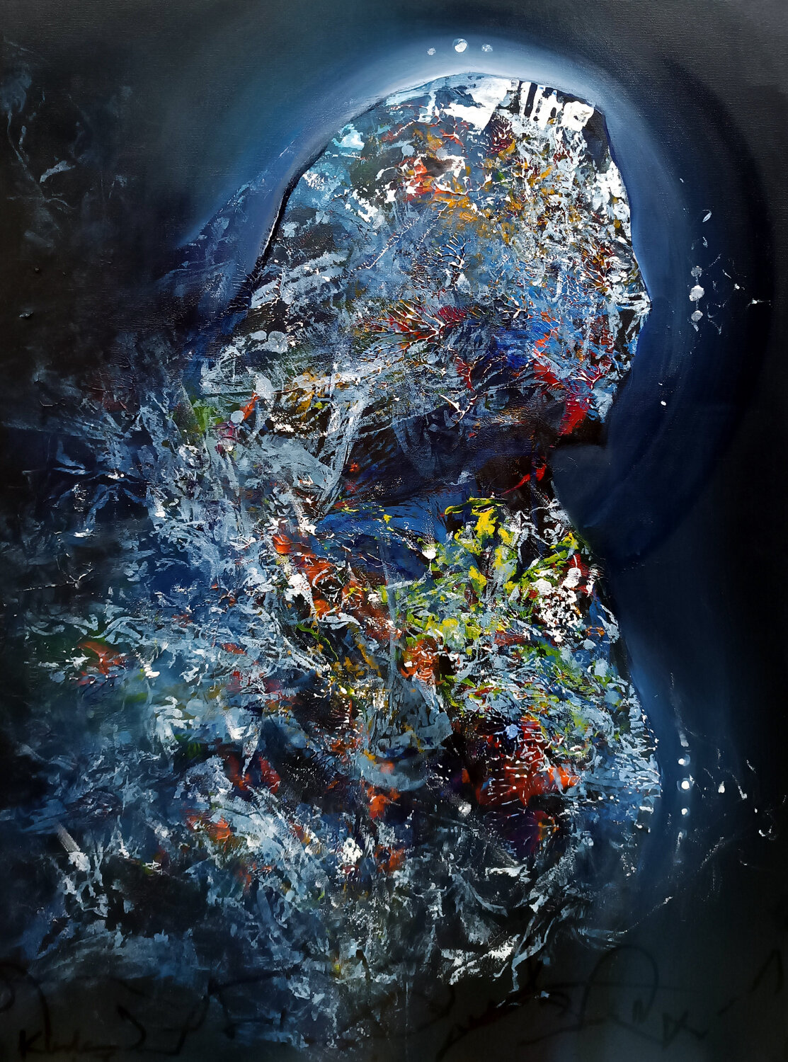 LIGHT BLUE ENIGMATIC CELESTIAL ANGEL WAITING 237 MASTER O KLOSKA Ovidiu Kloska Original painting for sale