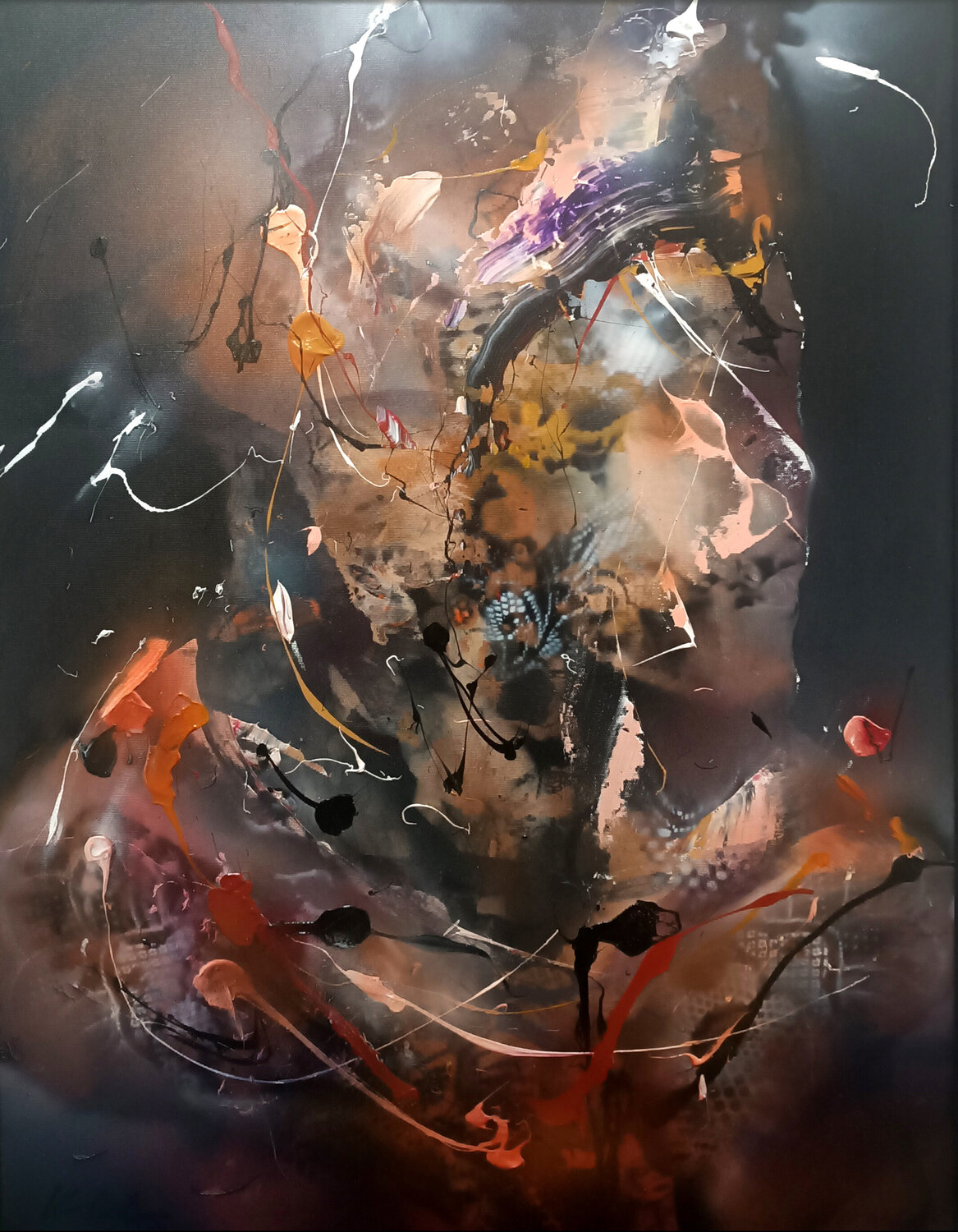 I Love to Eat Bacon, Too #12 — Human Portrait Lost Under Erosion Ovidiu Kloska Original painting for sale