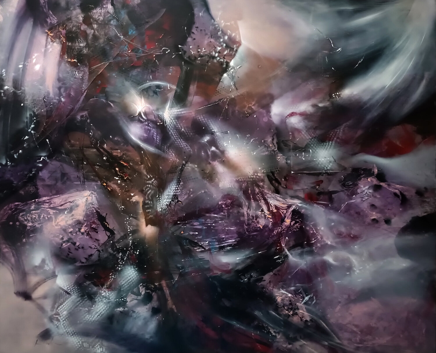 Metaphysical Nocturne in Stardust – XXL Abstract Exploration of a Possible World Ovidiu Kloska Original painting for sale