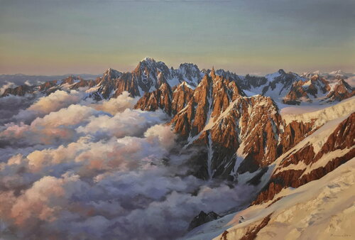 Alps, Aiguille du Midi by Alik Oleynik, Painting for Sale on Select