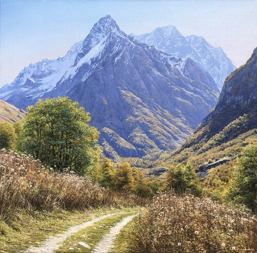 Dombay, Russian meadow by Alik Oleynik, Painting for Sale on Select
