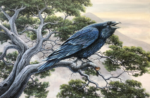 The Raven from Mount Papai by Alik Oleynik, Painting for Sale on Select