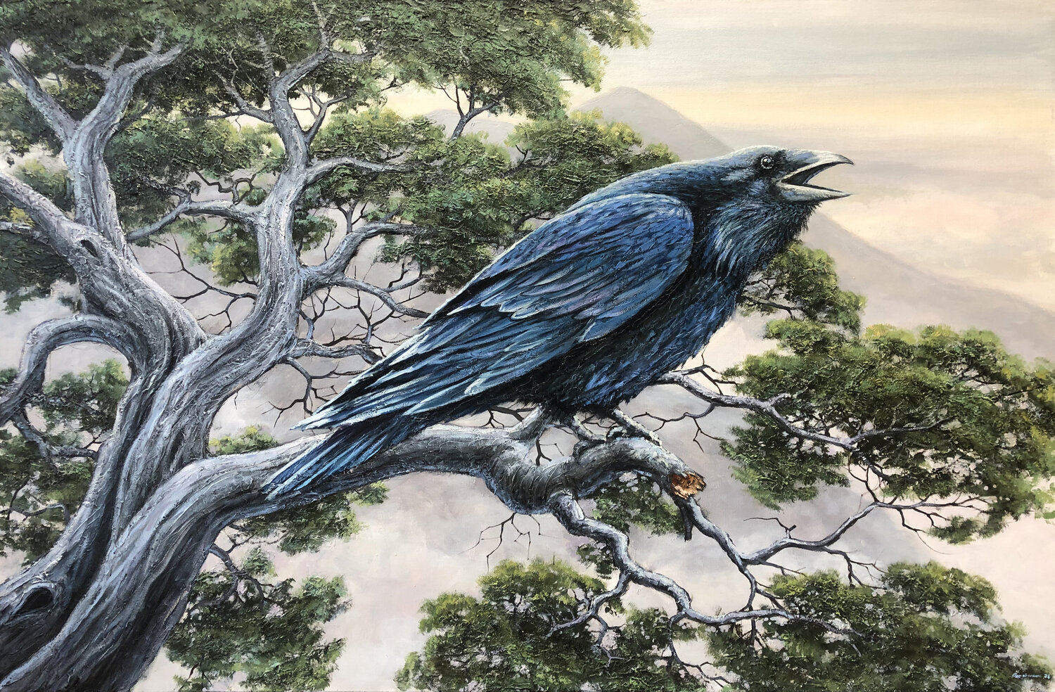The Raven from Mount Papai Alik Oleynik Original painting for sale