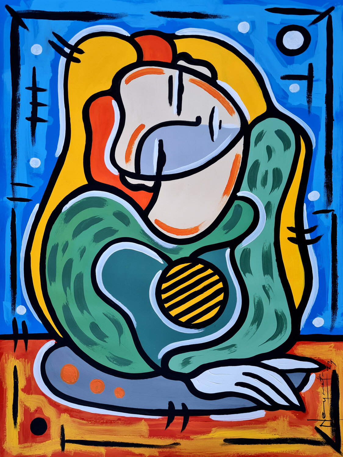 MUJER CORAZÓN DE GUITARRA Néstor Neyret Original painting for sale