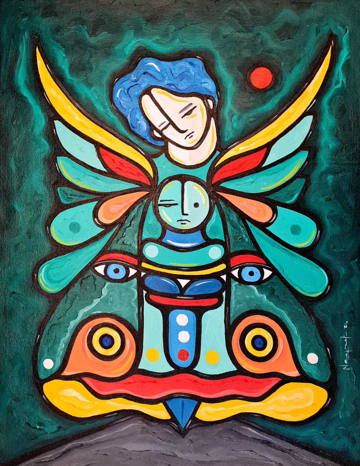 MUJER POLILLA Néstor Neyret Original painting for sale