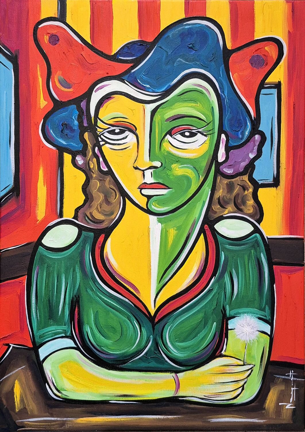 MUJER DIENTE DE LEÓN Néstor Neyret Original painting for sale