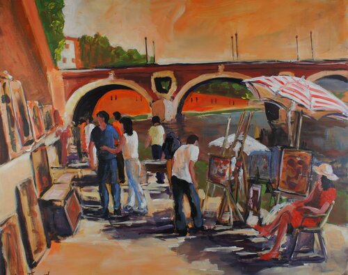 L'art descend sur les quais de Garonne by Marie Ferrand, Painting for Sale on Select