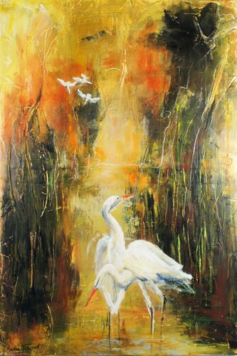 Le retour des grandes aigrettes by Marie Ferrand, Painting for Sale on Select