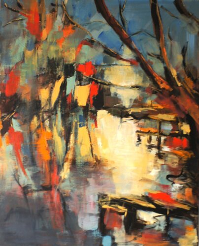 Lumières sur l'étang by Marie Ferrand, Painting for Sale on Select