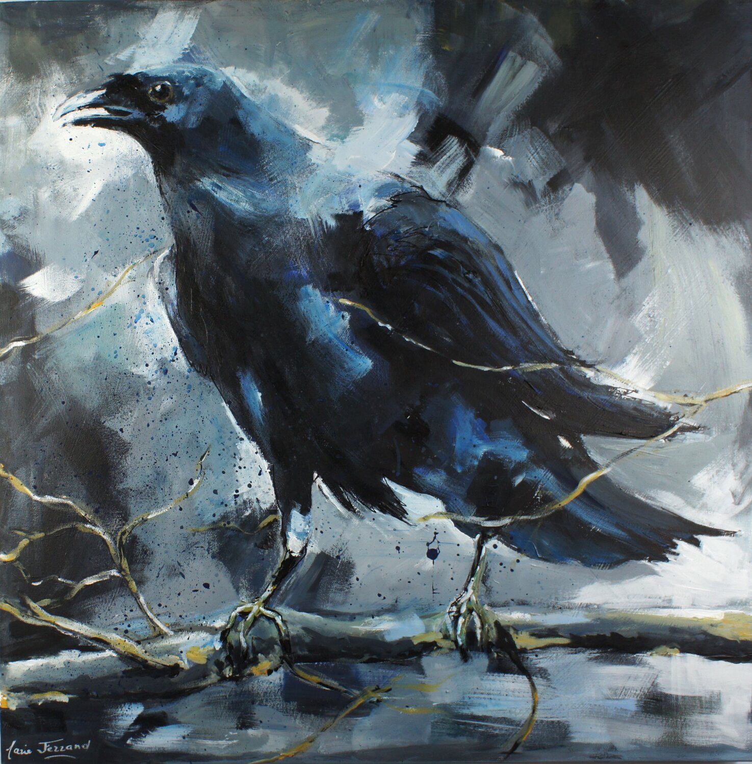 Noir c'est bleu Marie Ferrand Original painting for sale