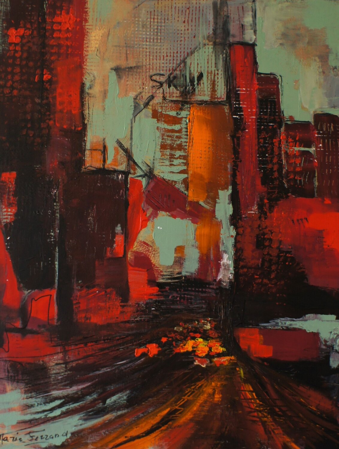 Skyscapers Marie Ferrand Original painting for sale