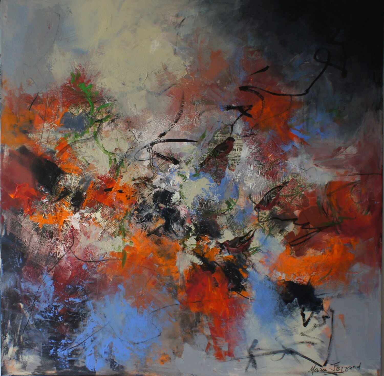 Comme l'oiseau sur la branche Marie Ferrand Original painting for sale