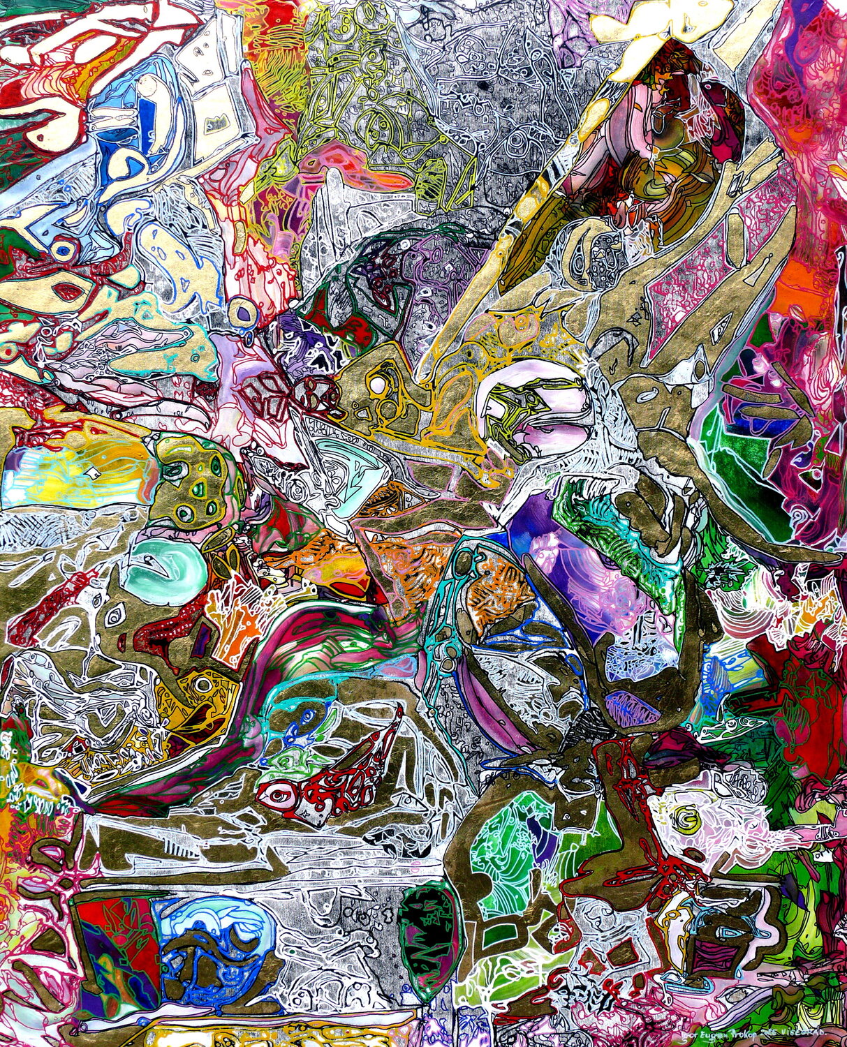 THE GOLDEN DREAM ANIMALS OF THE BROKEN EDEN Igor Eugene Prokop Original painting for sale