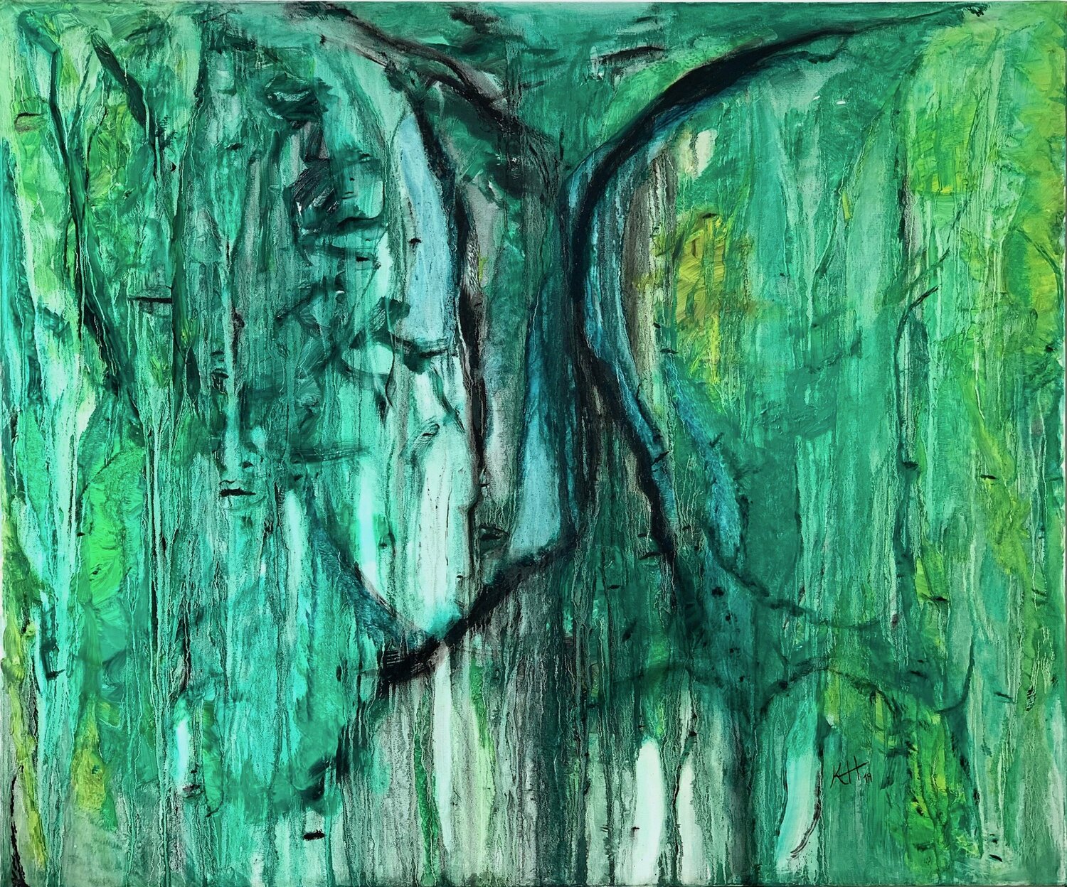 Summer greens at sunset Karina Yacoubian Original painting for sale