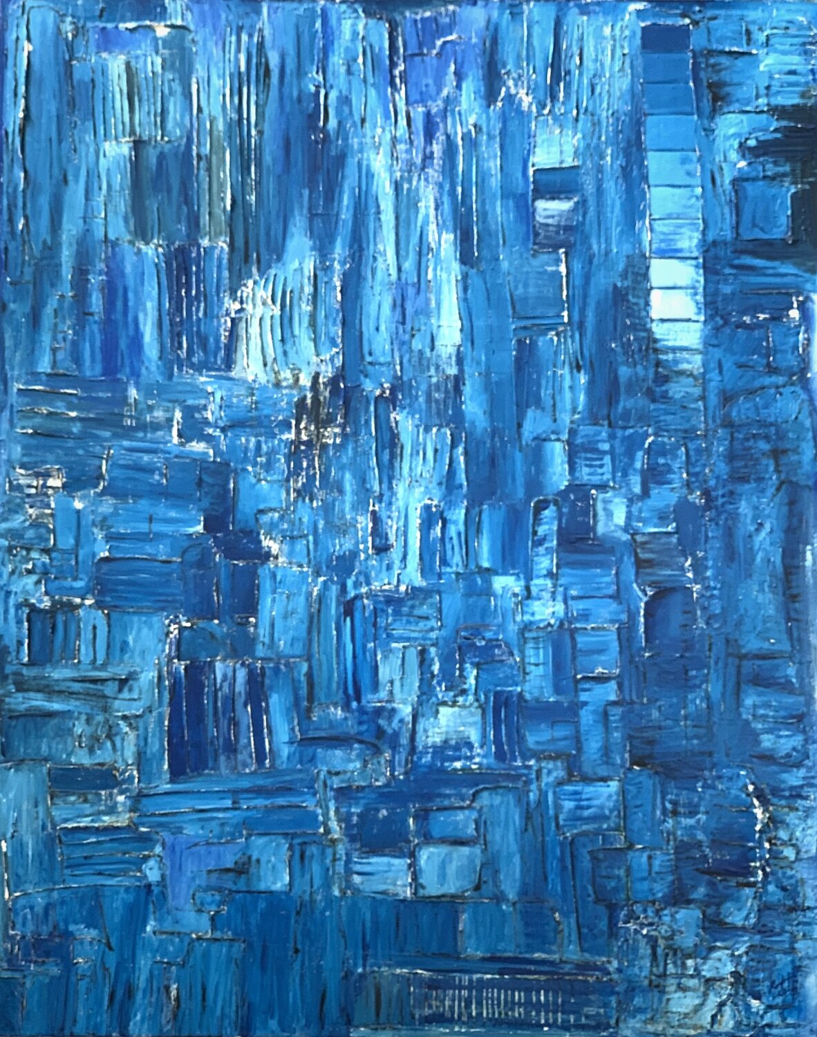 City in blue Karina Yacoubian Original painting for sale