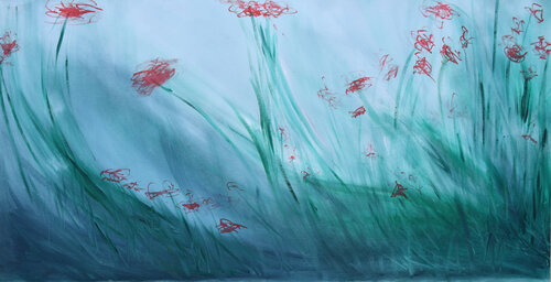 fiori selvatici accendono un prato al fiume by BEATA KOZAK, Painting for Sale on Select