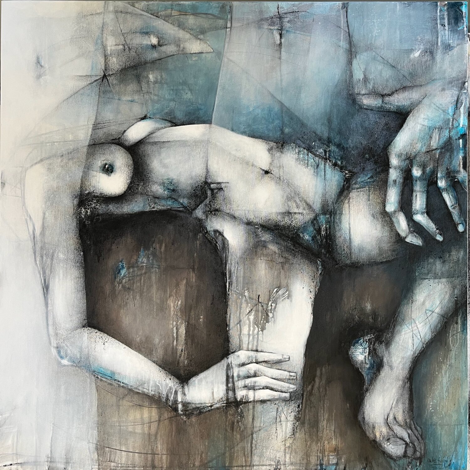 Volando sobre los sueños de una noche azul Ale Feijó Drawing for sale