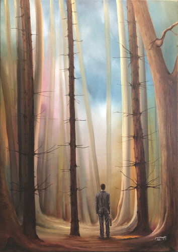 Der Diplomat---Serie Zeit im Wald by Carola E. Thiele, Painting for Sale on Select