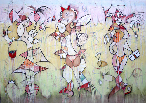 Non-binary "Girls" Night Out by Bruce Rubenstein, Painting for Sale on Select