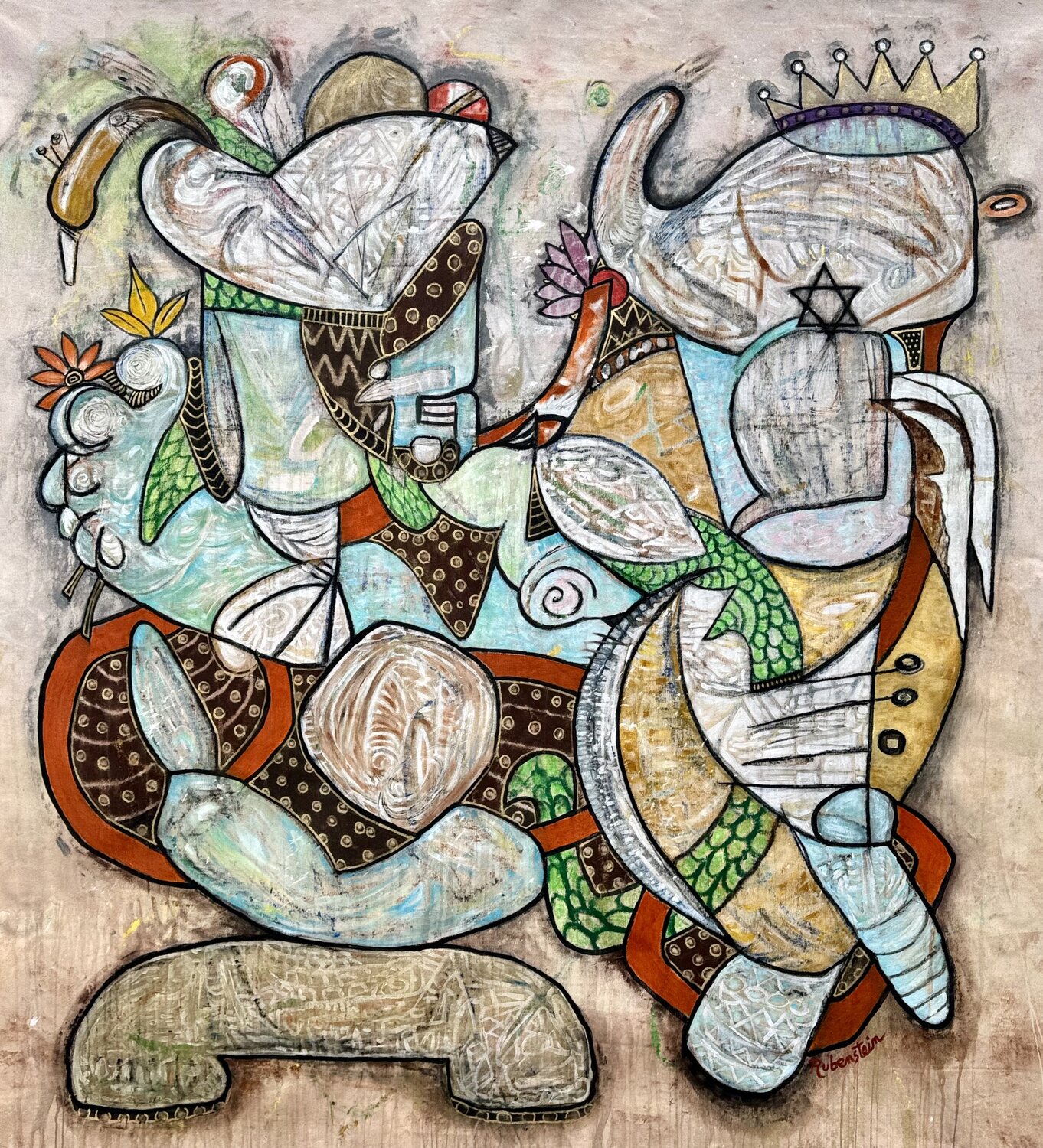 King Saul & Ahinoam Bruce Rubenstein Original painting for sale