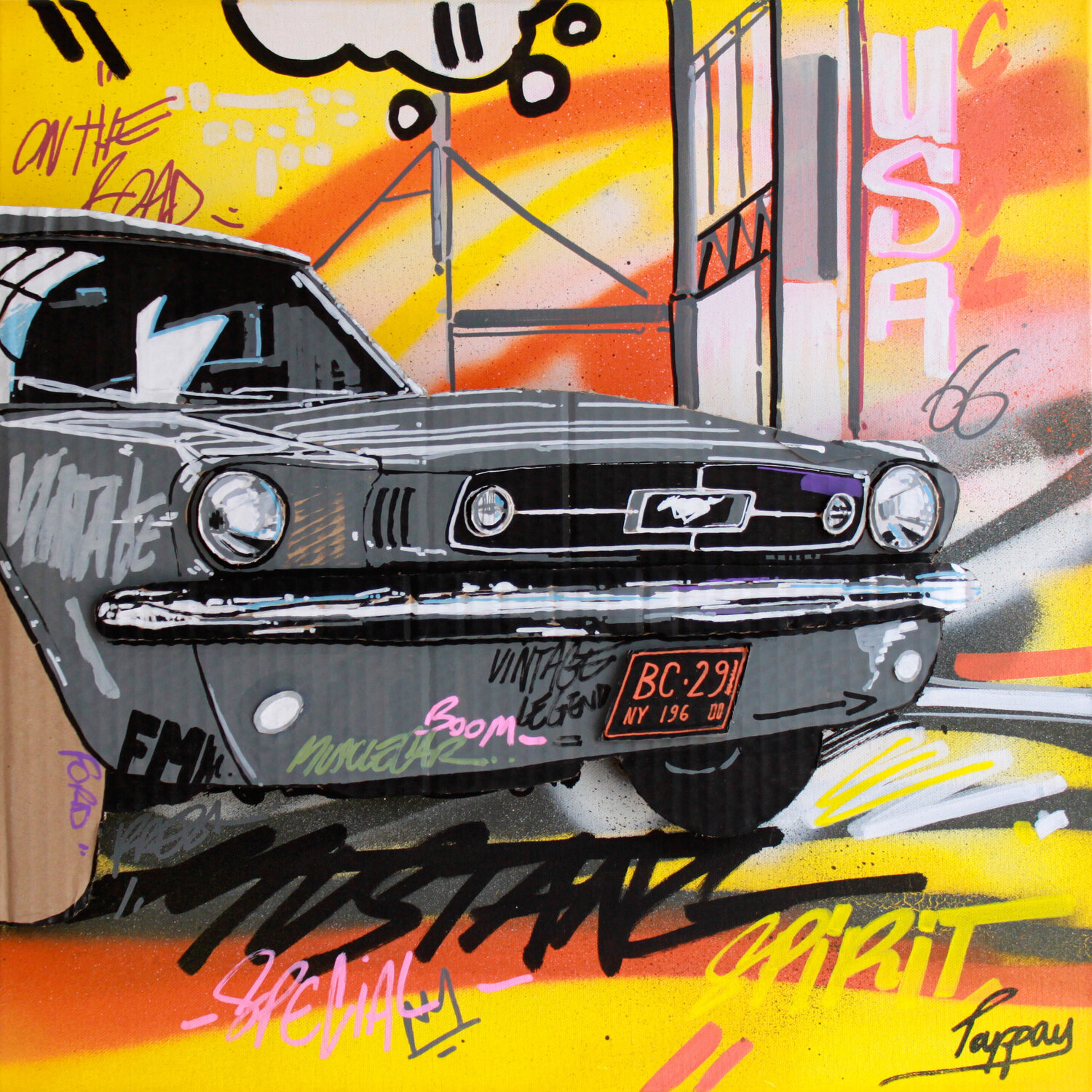 The grey Mustang Pappay Original painting for sale