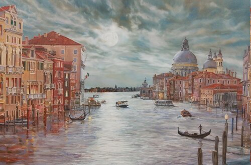 A FULL MOON OVER VENICE by Peter Goodhall, Painting for Sale on Select