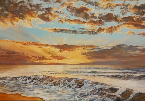A MAGICAL OCEAN SUNSET by Peter Goodhall, Painting for Sale on Select