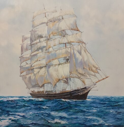THE CUTTY SARK AT SEA IN FINE WEATHER by Peter Goodhall, Painting for Sale on Select