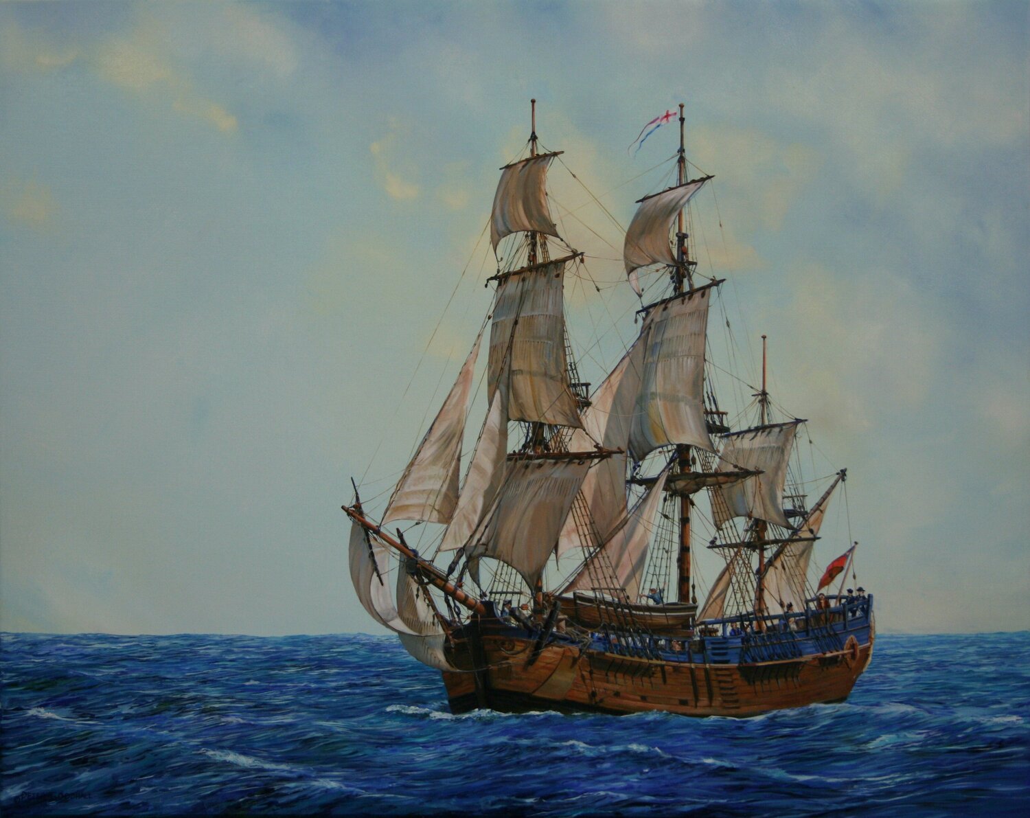 HM BARK ´ENDEAVOUR' 1770 Peter Goodhall Original painting for sale