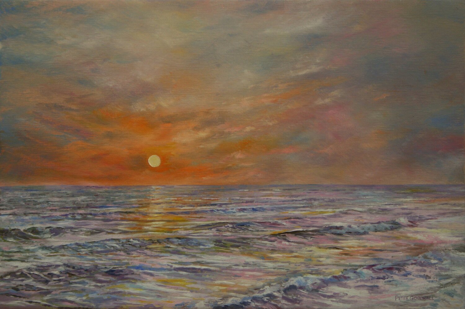 SUNSET SURF Peter Goodhall Original painting for sale