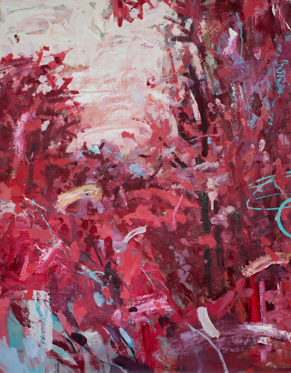 Splash In Red Glib Franko Original painting for sale