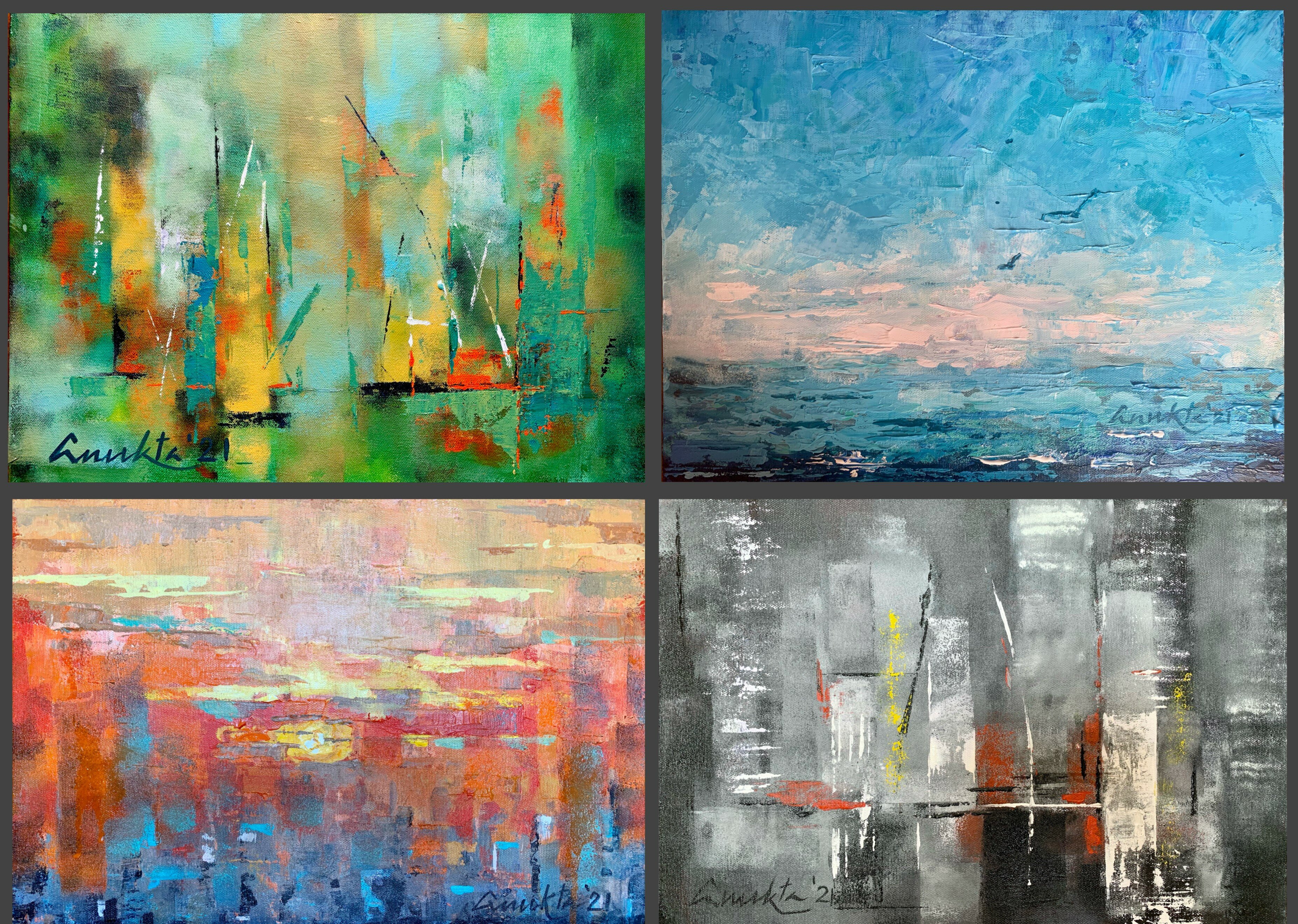 TRANSCENDENCE - Tranquil Forest | Azure Sea| Molten Sky | Metropolis -  a set of four works