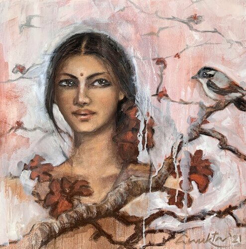 MRIGNAYANI - The doe eyed one by Anukta Mukherjee Ghosh, Painting for Sale on Select