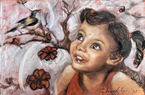 PIHU - the chirp of birds by Anukta Mukherjee Ghosh, Painting for Sale on Select