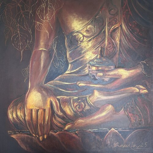 BHUMISPARSHA MUDRA - The Earth Witness by Anukta Mukherjee Ghosh, Painting for Sale on Select