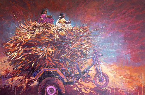 VILLAGE TALES 2 by Anukta Mukherjee Ghosh, Painting for Sale on Select