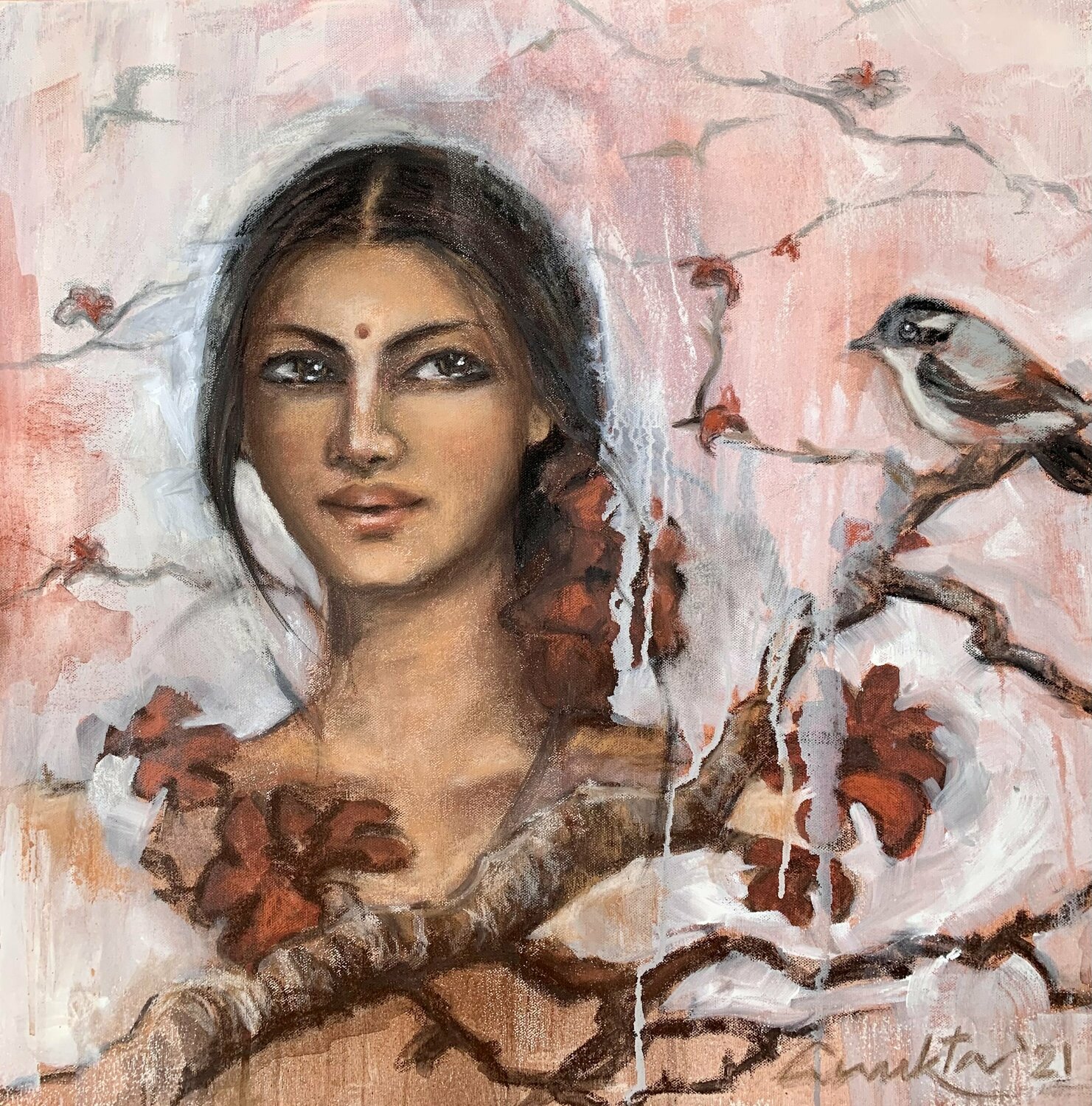 MRIGNAYANI - The doe eyed one Anukta Mukherjee Ghosh Original painting for sale