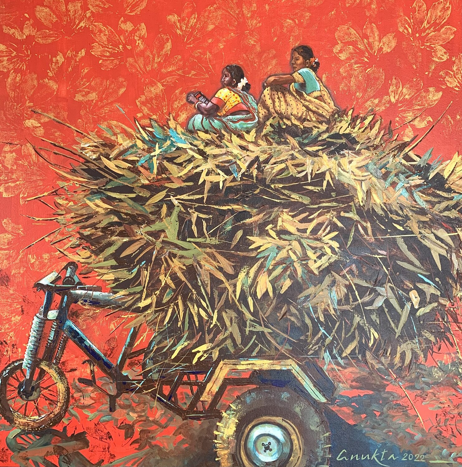 VILLAGE TALES Anukta Mukherjee Ghosh Original painting for sale