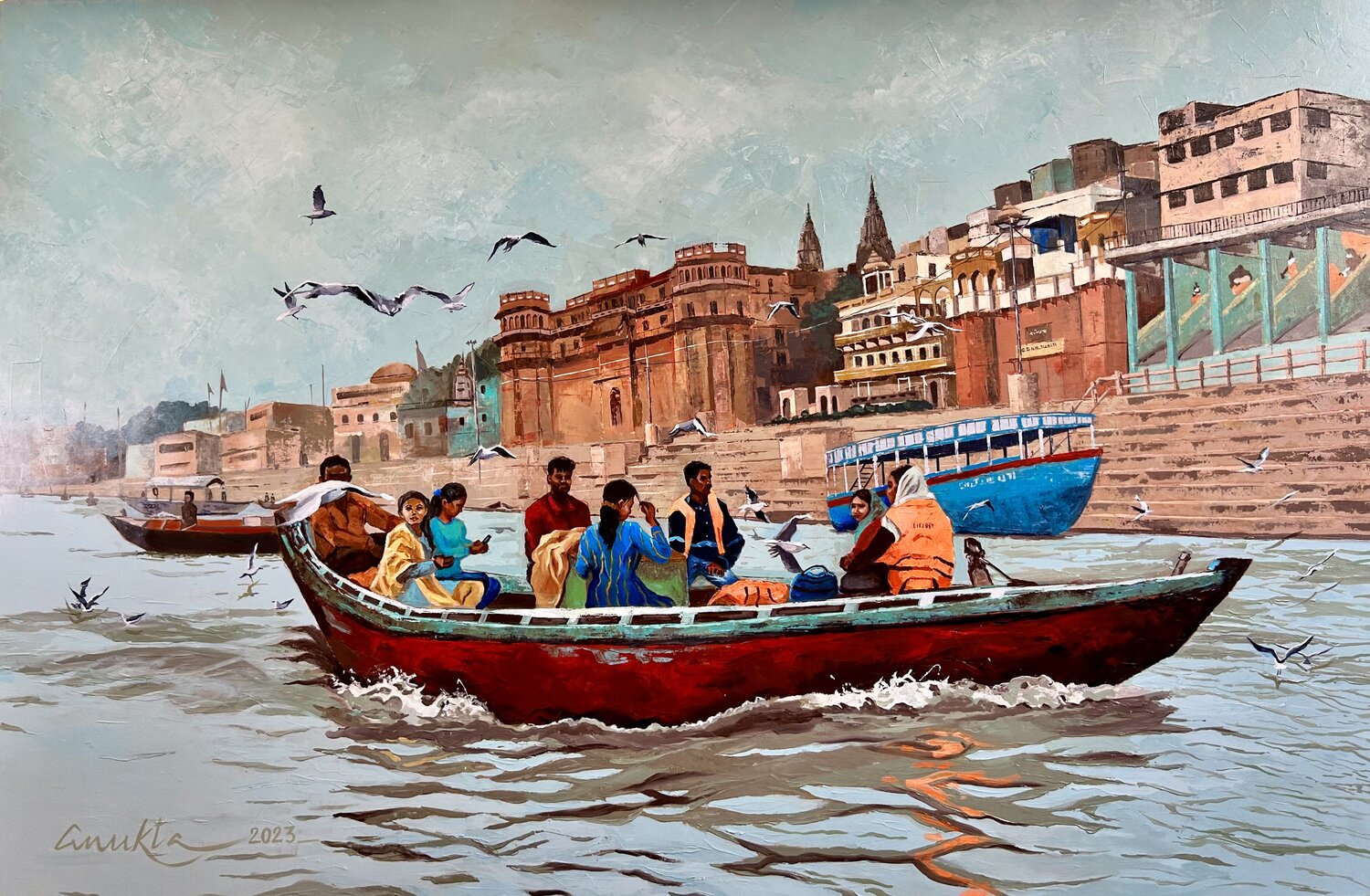 VARANASI MORNINGS Anukta Mukherjee Ghosh Original painting for sale