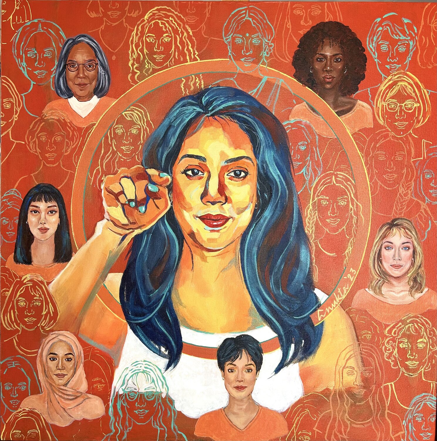 REFLECTIONS - Sisterhood Anukta Mukherjee Ghosh Original painting for sale