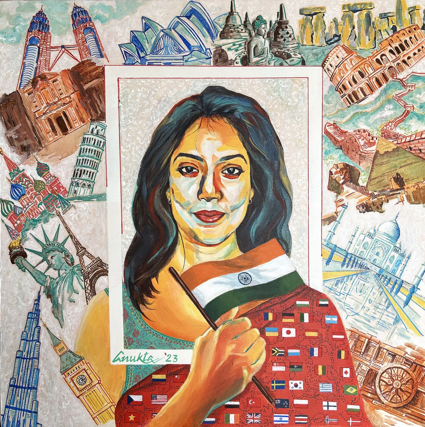 REFLECTIONS - Civilization Anukta Mukherjee Ghosh Original painting for sale