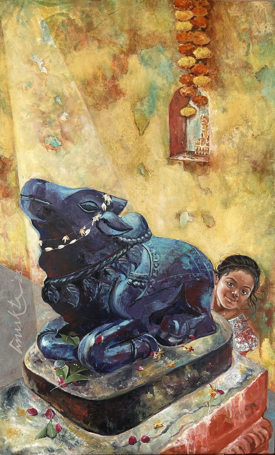LUKKA CHHUPI - hide n seek Anukta Mukherjee Ghosh Original painting for sale