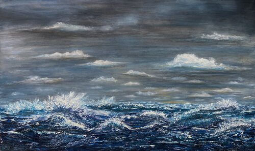 A Stormy Moonlit Sunset by Matthias Lupri, Painting for Sale on Select