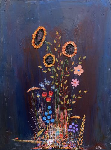 Sunflower Night by Matthias Lupri, Painting for Sale on Select