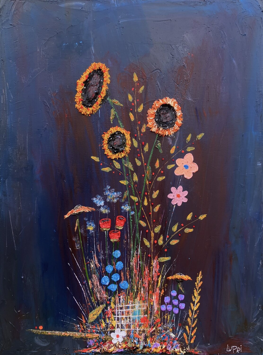 Sunflower Night Matthias Lupri Original painting for sale