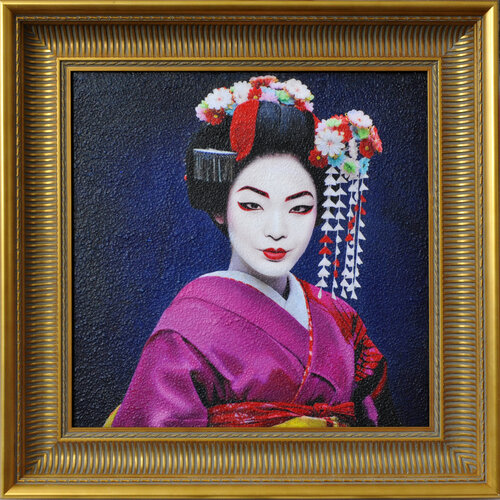 Geisha (mixed media, Including frame 55x55cm) by Karin Vermeer, Painting for Sale on Select