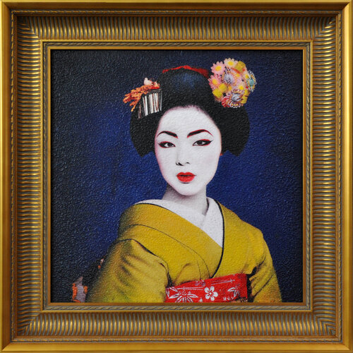 Geisha (mixed media, Including frame 55x55cm) by Karin Vermeer, Painting for Sale on Select