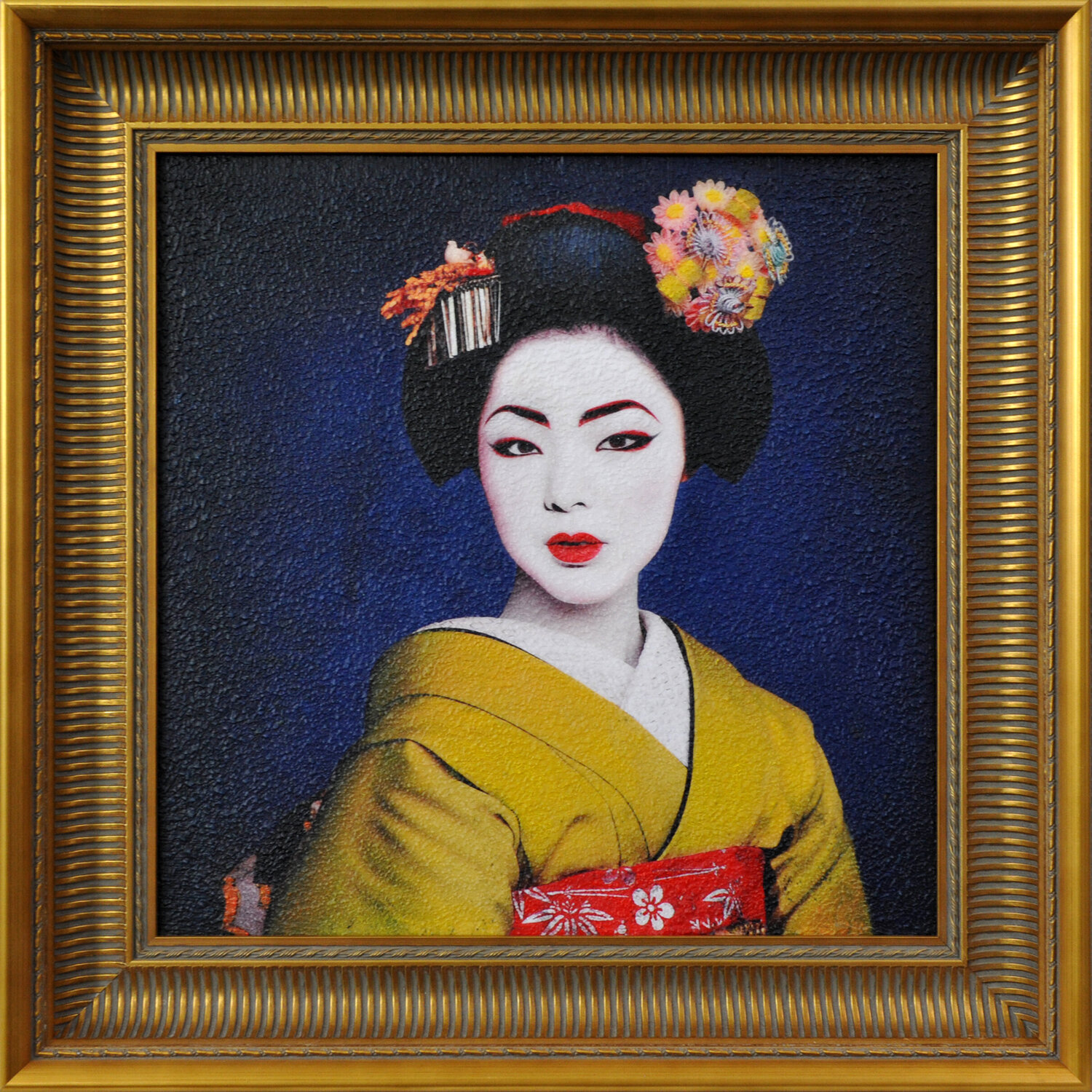 Geisha (mixed media, Including frame 55x55cm) Karin Vermeer Original painting for sale