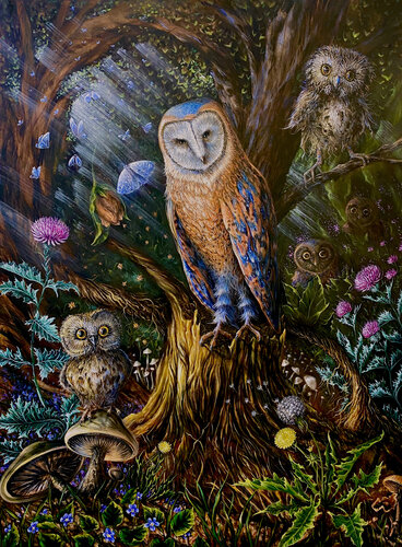 Owl Concert by Matteo Neivert, Painting for Sale on Select