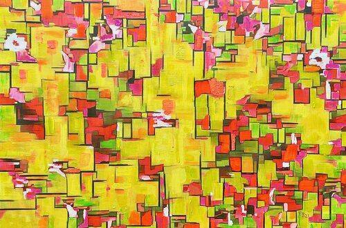 Composition with Van Gogh Flowers by Ezra Bejar, Painting for Sale on Select
